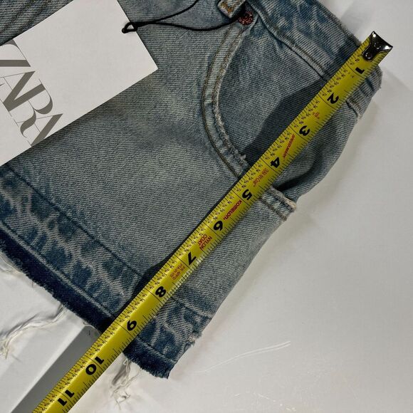 Zara Women's Cropped Denim Tank Top Blue Frayed Hem Size XS NWT Light Wash - Picture 13 of 14